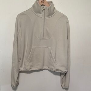 Lululemon Brushed Softstreme Ribbed Half Zip - 8 - White Opal